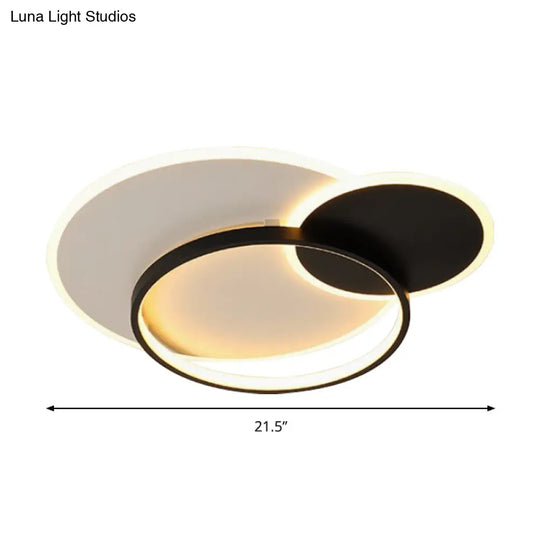 18’ 21.5’ Overlapping Acrylic Flush Mount Led Ceiling Light Simple Black White Warm Remote