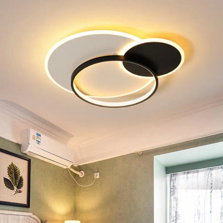 18’ 21.5’ Overlapping Acrylic Flush Mount Led Ceiling Light Simple Black White Warm Remote