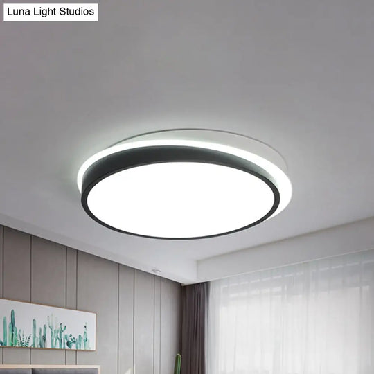 18’/23.5’ Dia Black Led Flush Mount Ceiling Light - Simple Metal Design With Acrylic Diffuser