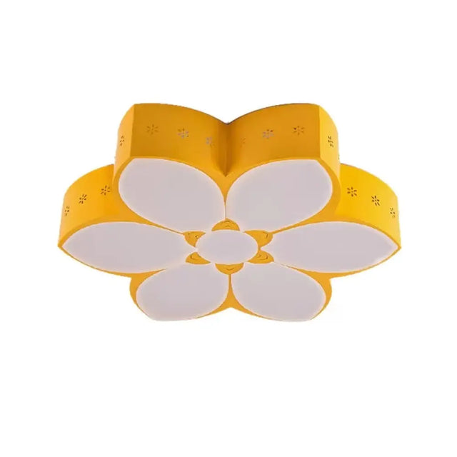 18/23.5 Etched Blossom Led Flush Mount Ceiling Light In Vibrant Red/Yellow/Green
