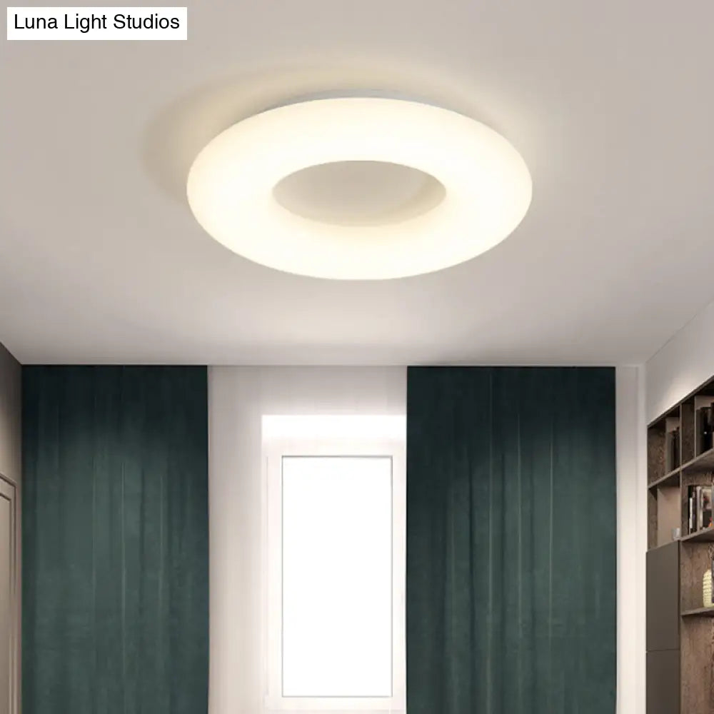 18’/23.5’ Modern Led White Doughnut Acrylic Flush Mount Ceiling Lamp / 18’