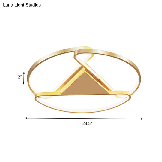 18’/23.5’ Wide Led Gold Flush Mount Ceiling Light - Modern Semi-Circle Acrylic Design Triangle