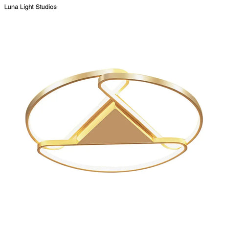 18’/23.5’ Wide Led Gold Flush Mount Ceiling Light - Modern Semi-Circle Acrylic Design Triangle