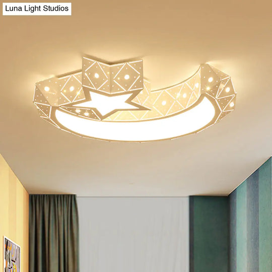 18/23.5 Wide Stars Moon Flush Mount Light Modern Acrylic Led White Ceiling In White/3 Color / 18 3