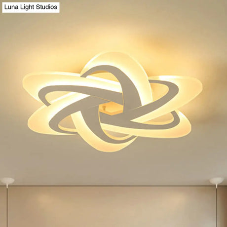 18’/23’ Wide Acrylic Criss Cross Led Ceiling Light Fixture - Flush Mount Modern White Design