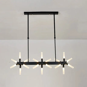 18/24-Light Linear Acrylic Shade Ceiling Pendant For Dining Room - Black/White/Gold Ideal Over