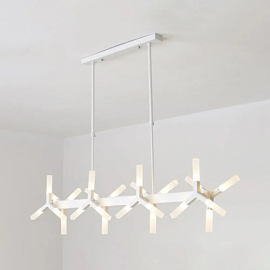 18/24-Light Linear Acrylic Shade Ceiling Pendant For Dining Room - Black/White/Gold Ideal Over