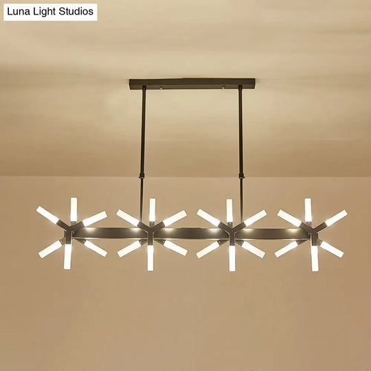 18/24-Light Linear Acrylic Shade Ceiling Pendant For Dining Room - Black/White/Gold Ideal Over