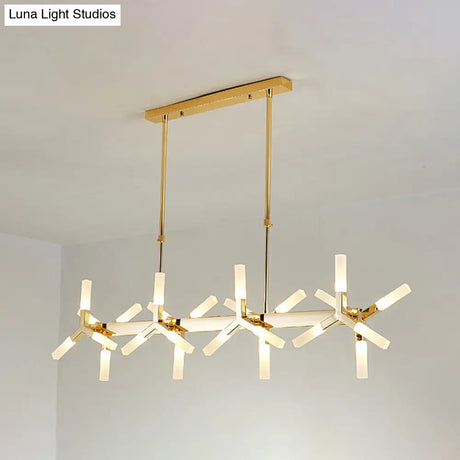 18/24-Light Linear Acrylic Shade Ceiling Pendant For Dining Room - Black/White/Gold Ideal Over
