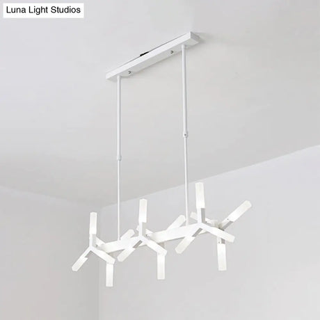 18/24-Light Linear Acrylic Shade Ceiling Pendant For Dining Room - Black/White/Gold Ideal Over
