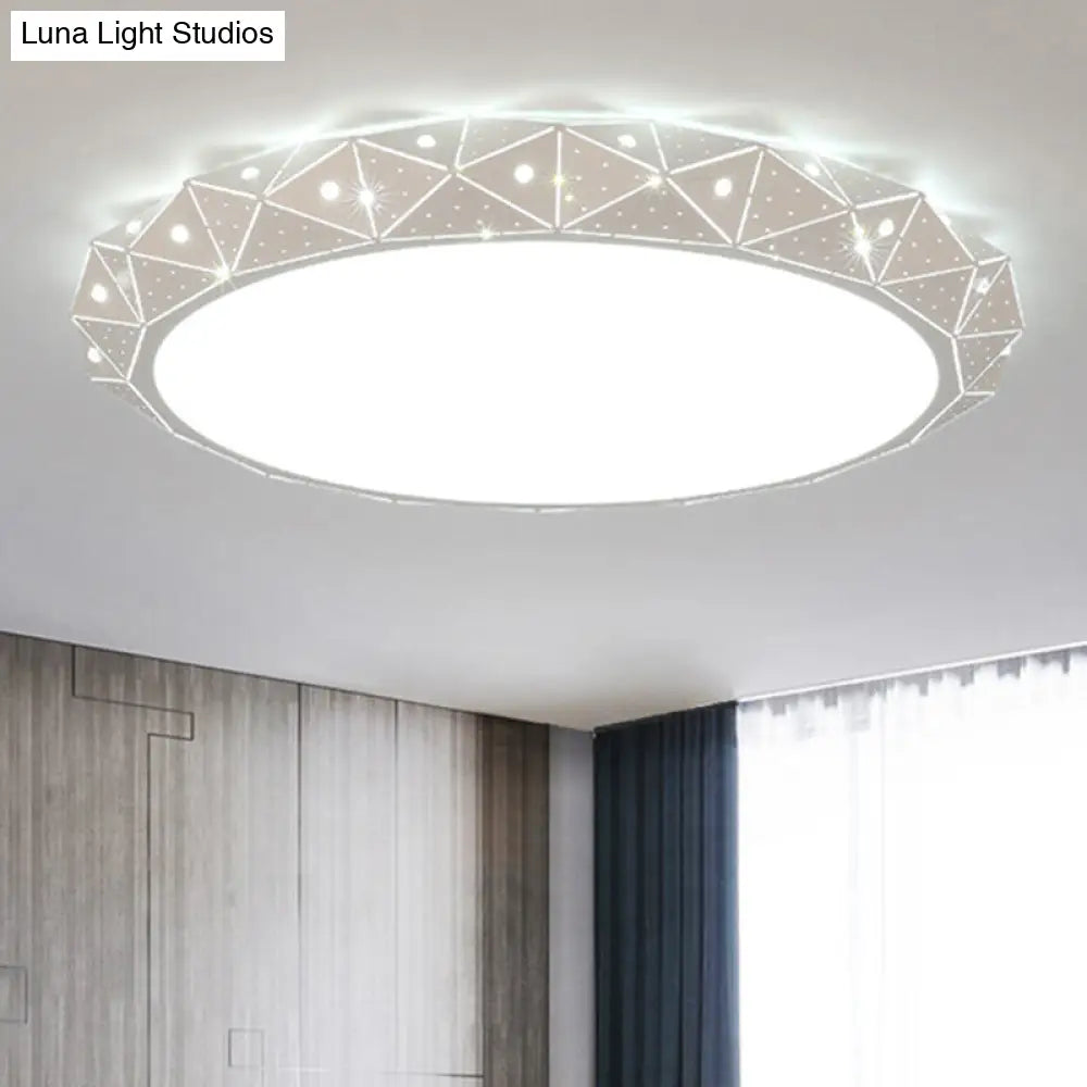 18/25.5 Round Led Flush Mount Ceiling Lamp In Warm/White Light With Acrylic Design