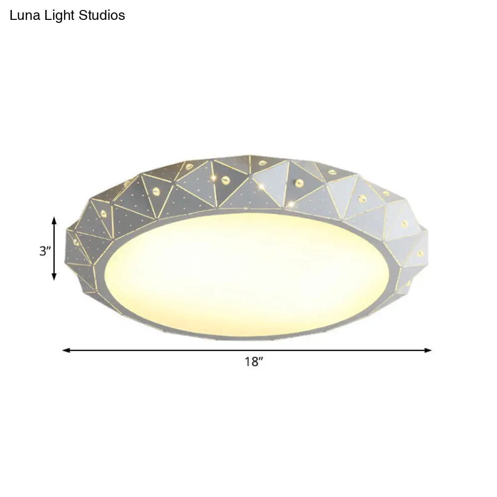 18/25.5 Round Led Flush Mount Ceiling Lamp In Warm/White Light With Acrylic Design