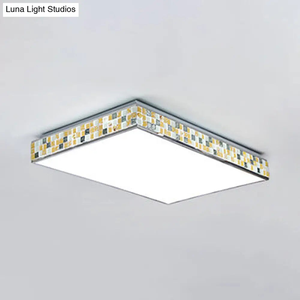18/35.5 Retro Style Mosaic Glass Cube Ceiling Light With 1 Bulb - Beige Finish / 35.5
