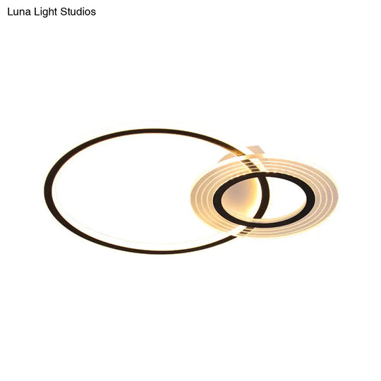18.5’/21.5’ Modernist Metallic Led Bedroom Ceiling Flush Lamp - Black/Black - Gold