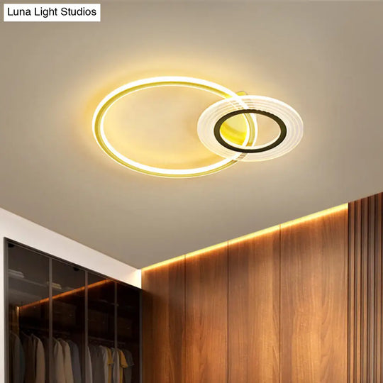 18.5/21.5 Modernist Metallic Led Bedroom Ceiling Flush Lamp - Black/Black-Gold