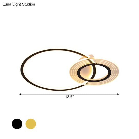 18.5’/21.5’ Modernist Metallic Led Bedroom Ceiling Flush Lamp - Black/Black - Gold