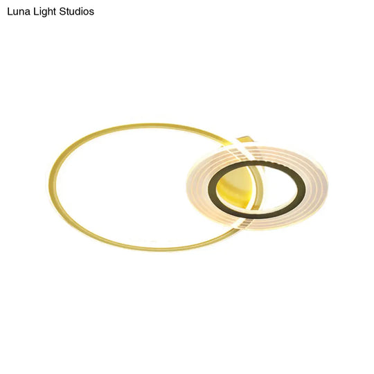 18.5’/21.5’ Modernist Metallic Led Bedroom Ceiling Flush Lamp - Black/Black - Gold