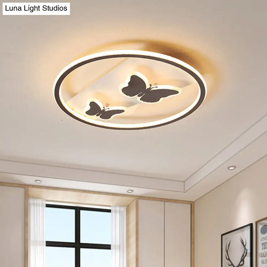 18.5/23 Modern Acrylic Brown Led Ceiling Fixture In Warm/White Light - Remote Control Dimmable