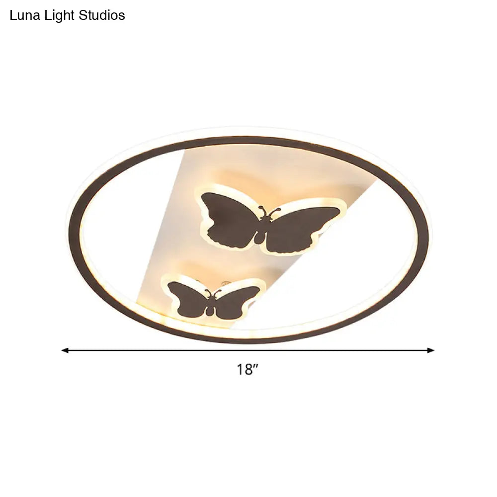 18.5’/23’ Modern Acrylic Brown Led Ceiling Fixture In Warm/White Light - Remote Control Dimmable