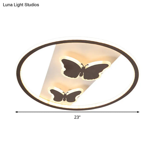 18.5/23 Modern Acrylic Brown Led Ceiling Fixture In Warm/White Light - Remote Control Dimmable
