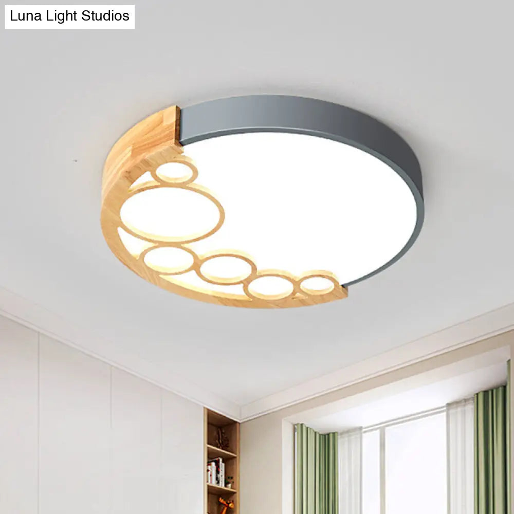 18.5/23 W Round Metal Flush Mount Ceiling Lamp Modernist Led Grey Warm/White Light Remote Control