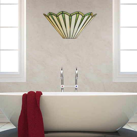 Green Glass Conical Sconce Light Simple Style Wall Lamp For Coffee Shops - 1