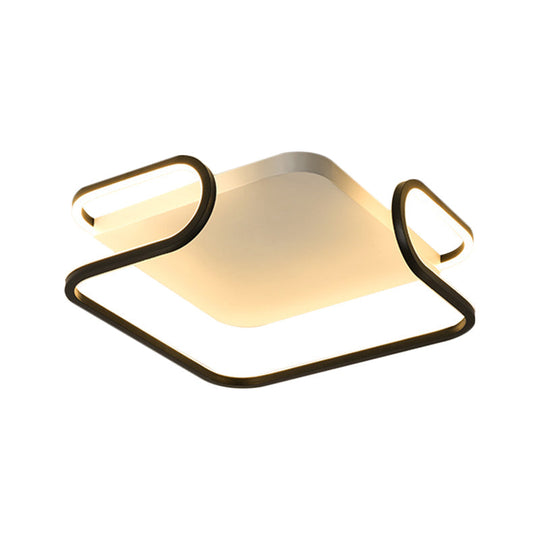 Modern Metal Square Flush Mount Led Ceiling Light (16/19.5) - Warm/White Bedroom Lighting