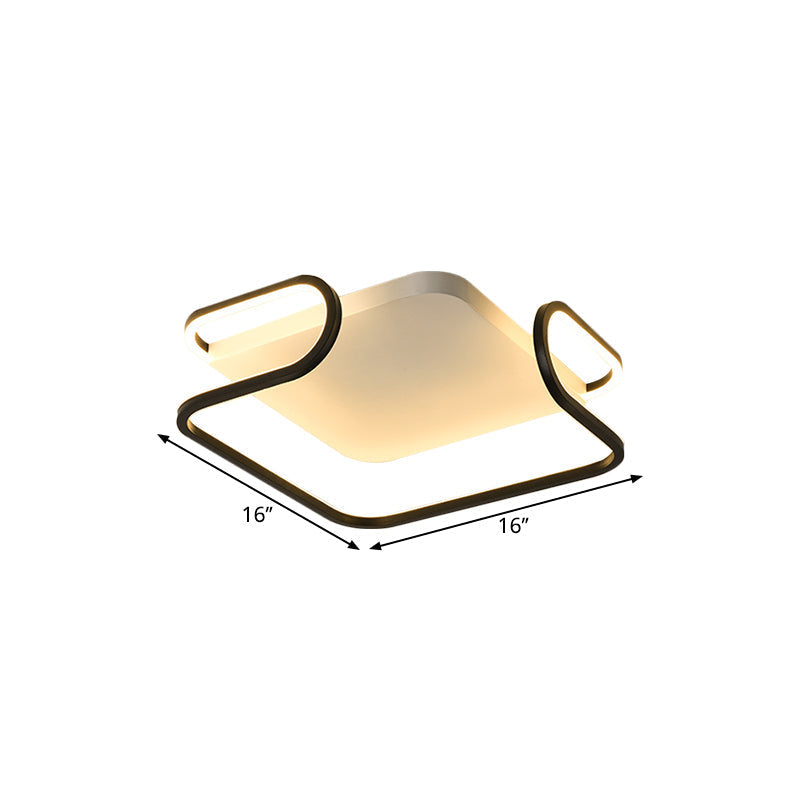 Modern Metal Square Flush Mount Led Ceiling Light (16’/19.5’) - Warm/White Bedroom Lighting