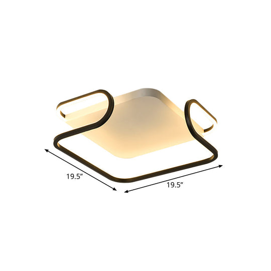 Modern Metal Square Flush Mount Led Ceiling Light (16’/19.5’) - Warm/White Bedroom Lighting
