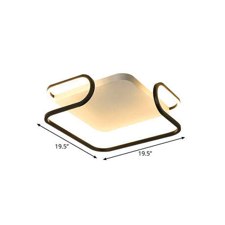 Modern Metal Square Flush Mount Led Ceiling Light (16/19.5) - Warm/White Bedroom Lighting