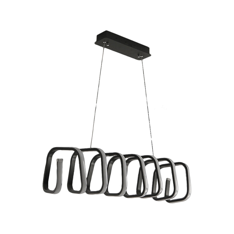 Minimalistic Metal Led Island Light Fixture In Black For Dining Room Ceilings