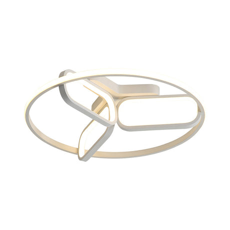 Contemporary Led Ceiling Light With Metallic Shade In Warm/White - Black/White/Gold Oval And Circle
