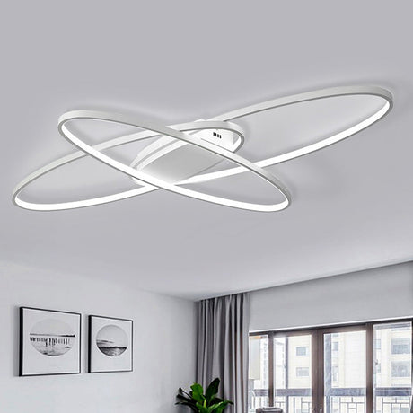 Minimalist Metal Elliptical Flush Mount Led Ceiling Lamp In Warm/White Light (Black/White) White /