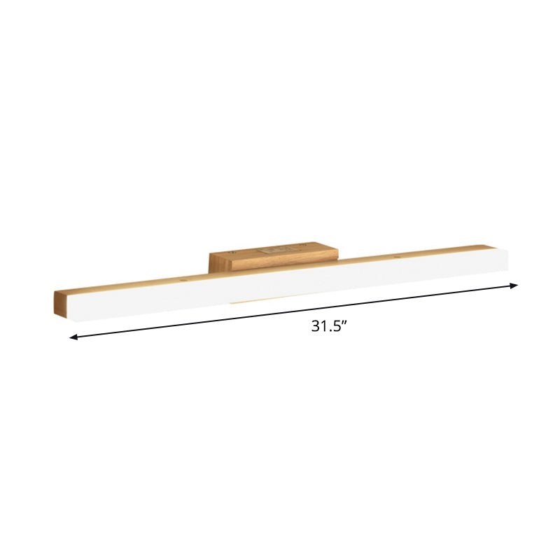 Minimalist Wood Linear Vanity Sconce Light - Beige Led Wall Fixture (16/23.5/31.5 Width)