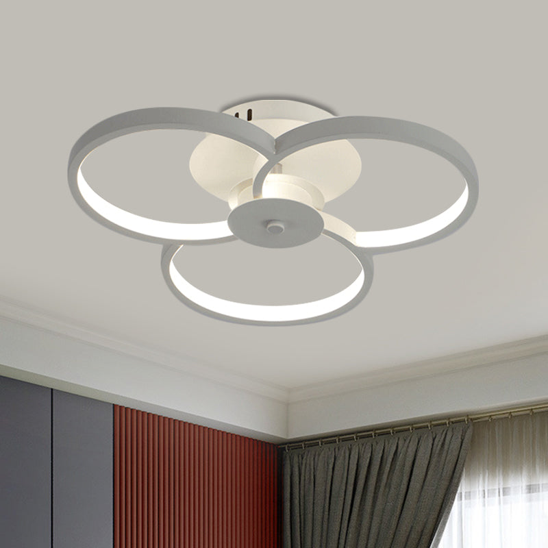Modern Flower Metal Led Ceiling Light In 18’/21.5’ - Black/White With Warm/White/Natural Options