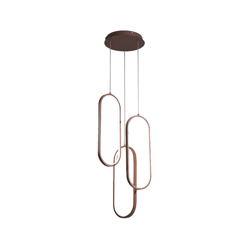 Oval Frame Multi Pendant Led Down Lighting- Metallic Brown Finish With Warm/White Light