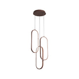 Oval Frame Multi Pendant Led Down Lighting- Metallic Brown Finish With Warm/White Light