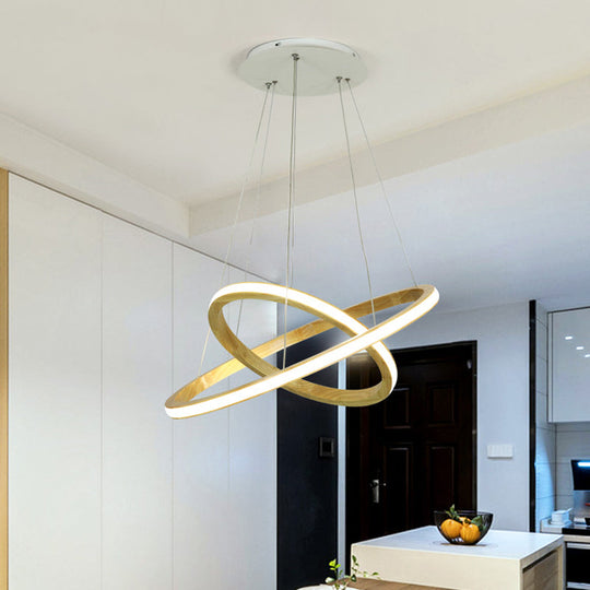 Minimalist Wood Rings Chandelier Pendant Light – Beige Led 21’/25’ Width / 21’
