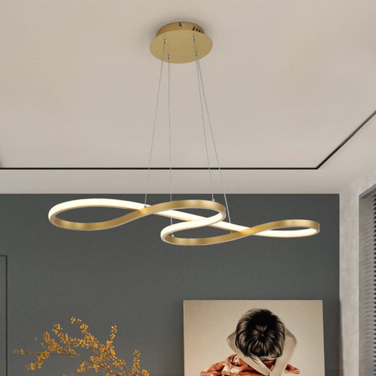 Twining Chandelier Lamp: Modern Black/White/Gold Led Pendant Light In Warm/White Glow Gold / White