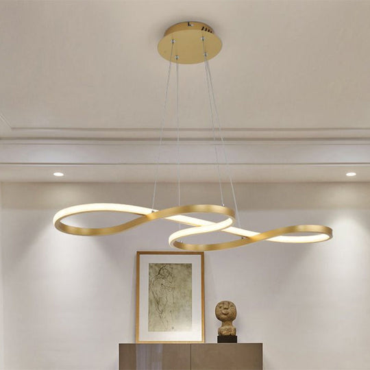Twining Chandelier Lamp: Modern Black/White/Gold Led Pendant Light In Warm/White Glow