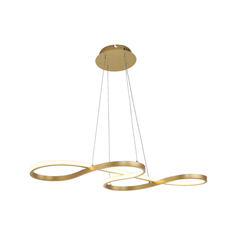 Twining Chandelier Lamp: Modern Black/White/Gold Led Pendant Light In Warm/White Glow