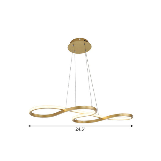 Twining Chandelier Lamp: Modern Black/White/Gold Led Pendant Light In Warm/White Glow