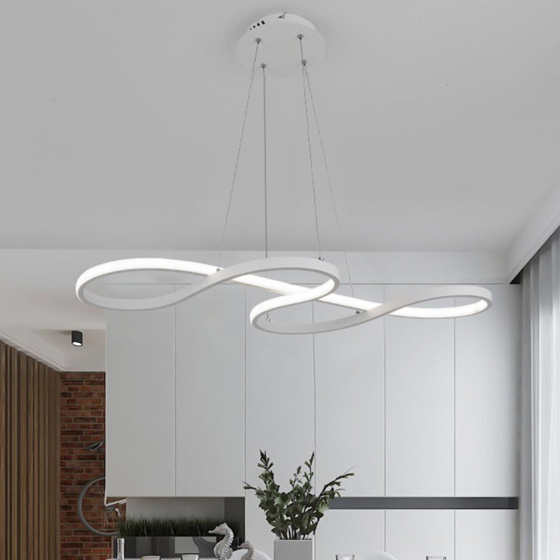 Twining Chandelier Lamp: Modern Black/White/Gold Led Pendant Light In Warm/White Glow White / Warm