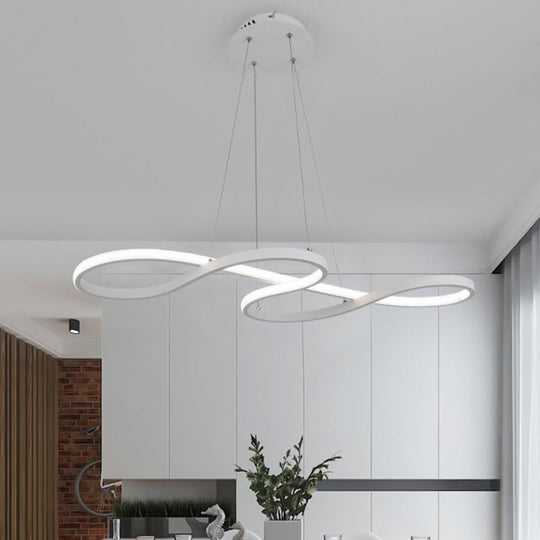 Twining Chandelier Lamp: Modern Black/White/Gold Led Pendant Light In Warm/White Glow White / Warm