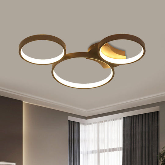 Modern Metal Bubble Rings Flush Mount Led Ceiling Light - 3/4/5 - Head Black Surface 3 /
