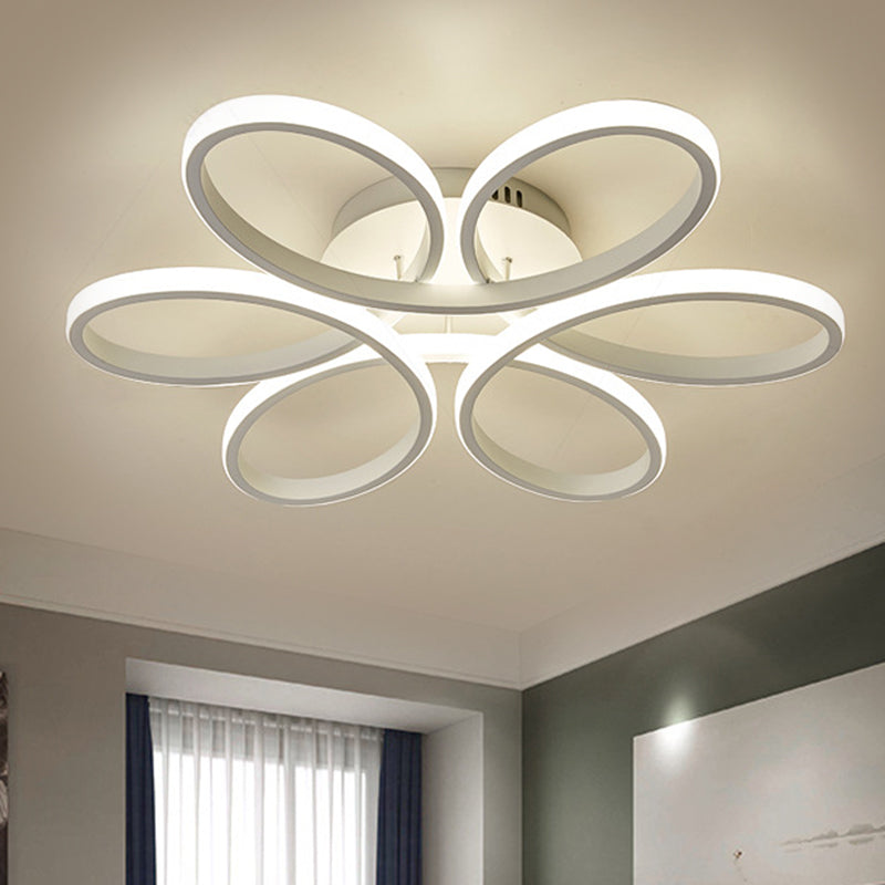 Modern Metal Blooming Flower Hotel Ceiling Light Fixture Led Semi Flush Mount - Warm/White 23/29