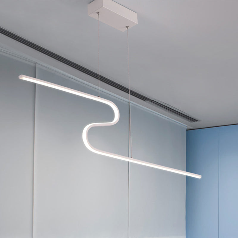 Z-Shaped Linear Island Light Metallic Pendant With Warm/White Led For Dining Room And Kitchen In