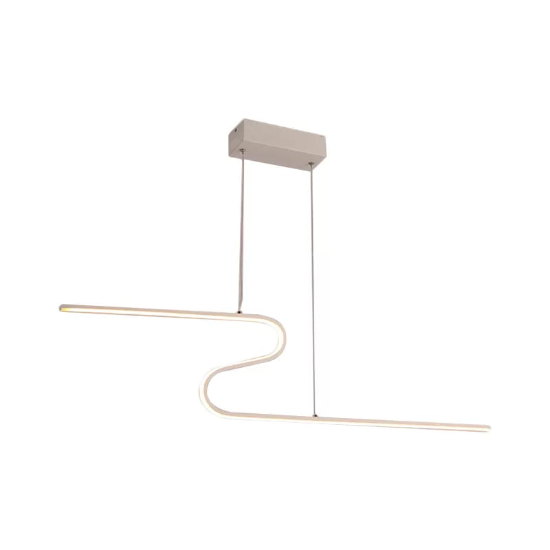 Z-Shaped Linear Island Light Metallic Pendant With Warm/White Led For Dining Room And Kitchen In