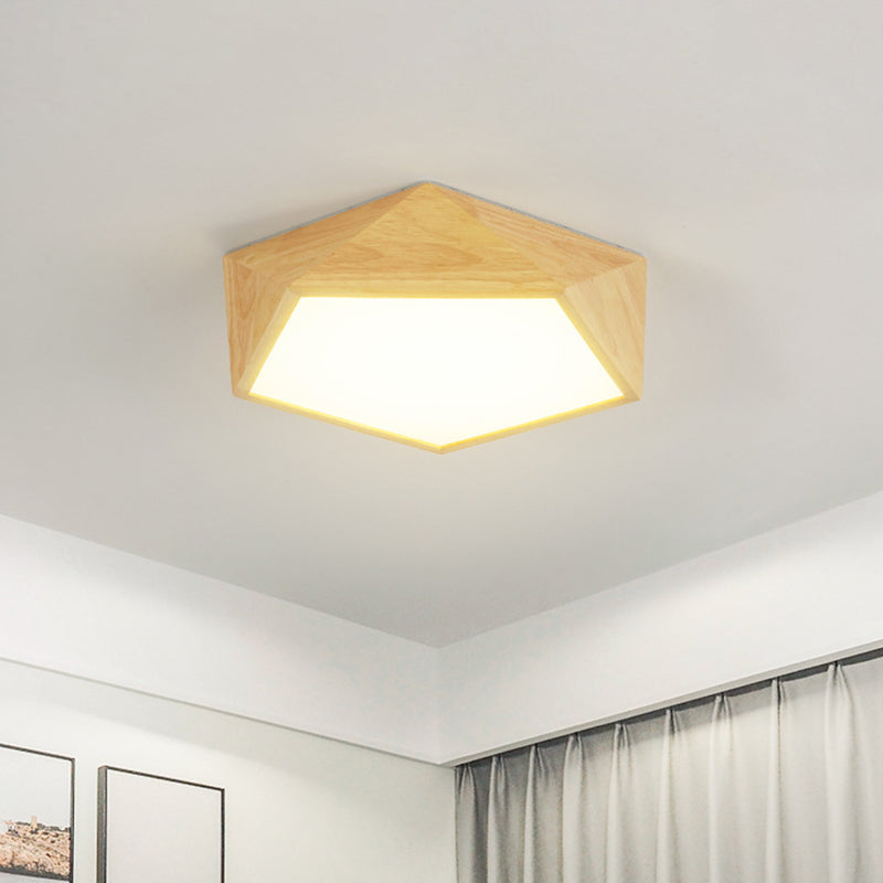 Modern Wood Frame Led Ceiling Light - Beige Warm/White 16.5/20.5/24.5 Wide