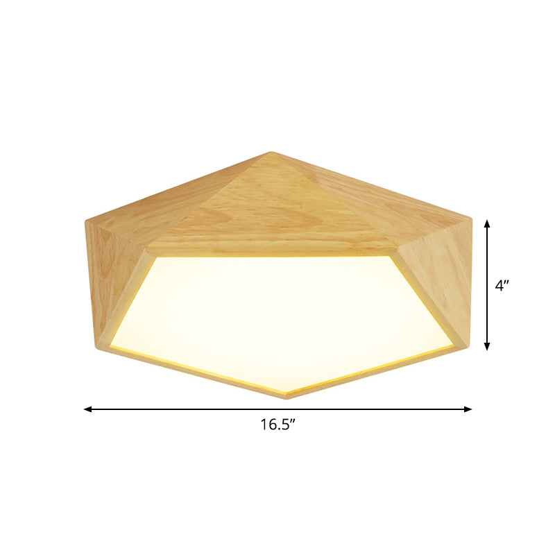 Modern Wood Frame Led Ceiling Light - Beige Warm/White 16.5/20.5/24.5 Wide